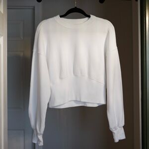 Abercrombie Cropped White Crewneck Sweatshirt
